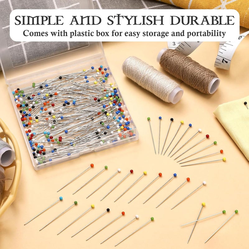 Kogyxe Sewing Pins, 300 PCS Straight Pins for Fabric, Pearlized Ball Head Quilting Pins Long 1.5 inch, Multicolor Corsage Stick Pin for Dressmaker, Jewelry DIY Decoration and Sewing Project - Image 3